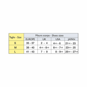 Solidea nylon stoettestroemper - stoerrelsesguide