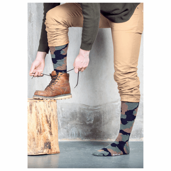 SupCare Kompressionsstroemper med Uld, Groen Camouflage - skistroemper - sportsstroemper