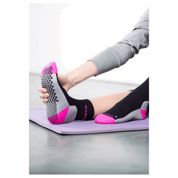 SupCare Korte Kompressionsstroemper med Grip - Pink (2)