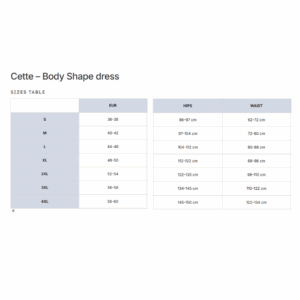Cette shaping nederdel - shapewear - stoerrelsesguide