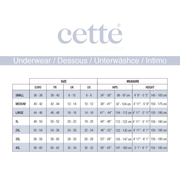 Størrelsesguide Shapewear cette