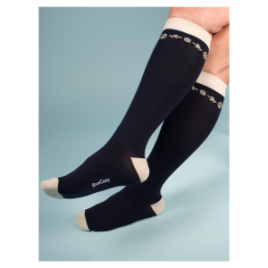 SupCare Medicinske Kompressionsstroemper, Klasse 2, Marineblaa med Margueritter (2)