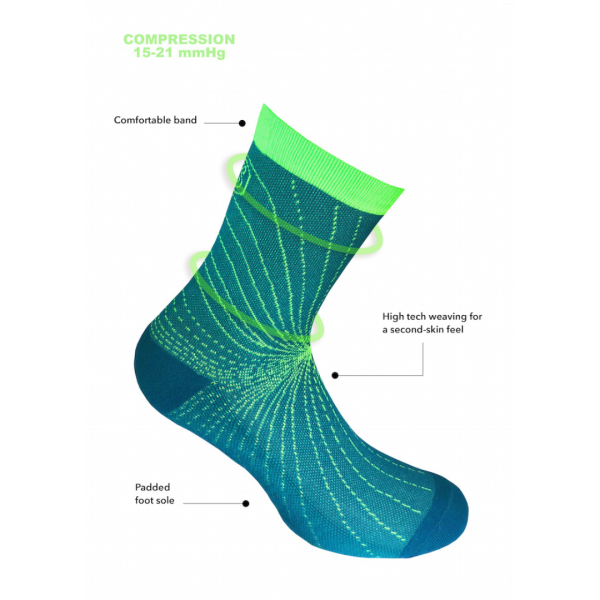 SupCare Kompressionsstroempe Cooling Knit blaa - sports stroemper (1)