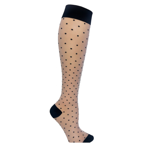 SupCare Nylon Stoettestroemper, 70 Denier, med prikker - beige (1)