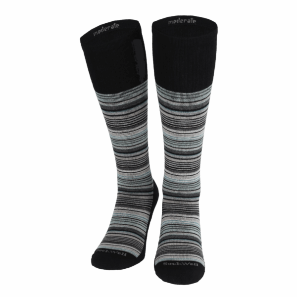 SockWell Sunset Stripe Stoettestroemper, Herre, Sort