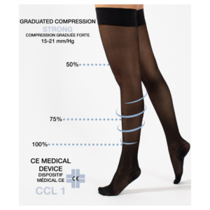 Cette Selvsiddende Stottestromper, Wellness - 140 denier - sort