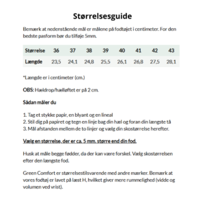 Sandaler - Green Comfort - stoerrelsesguide